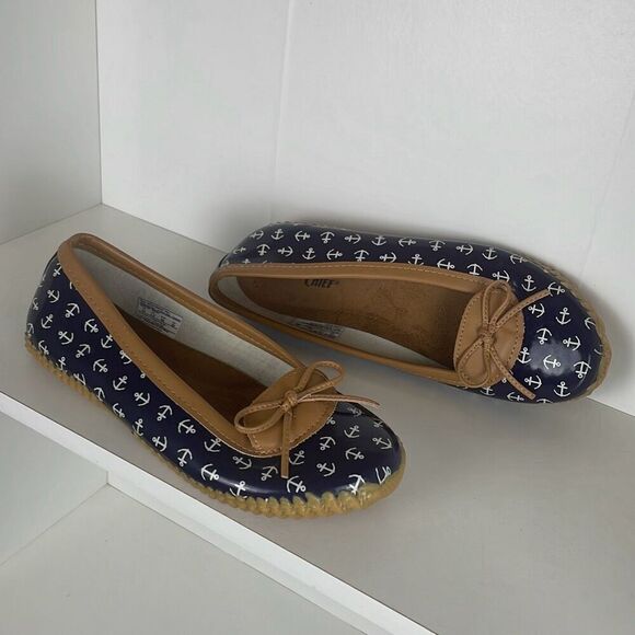 Anchor Nautical Print Rain Skimmer Flats 10 - Picture 4 of 9